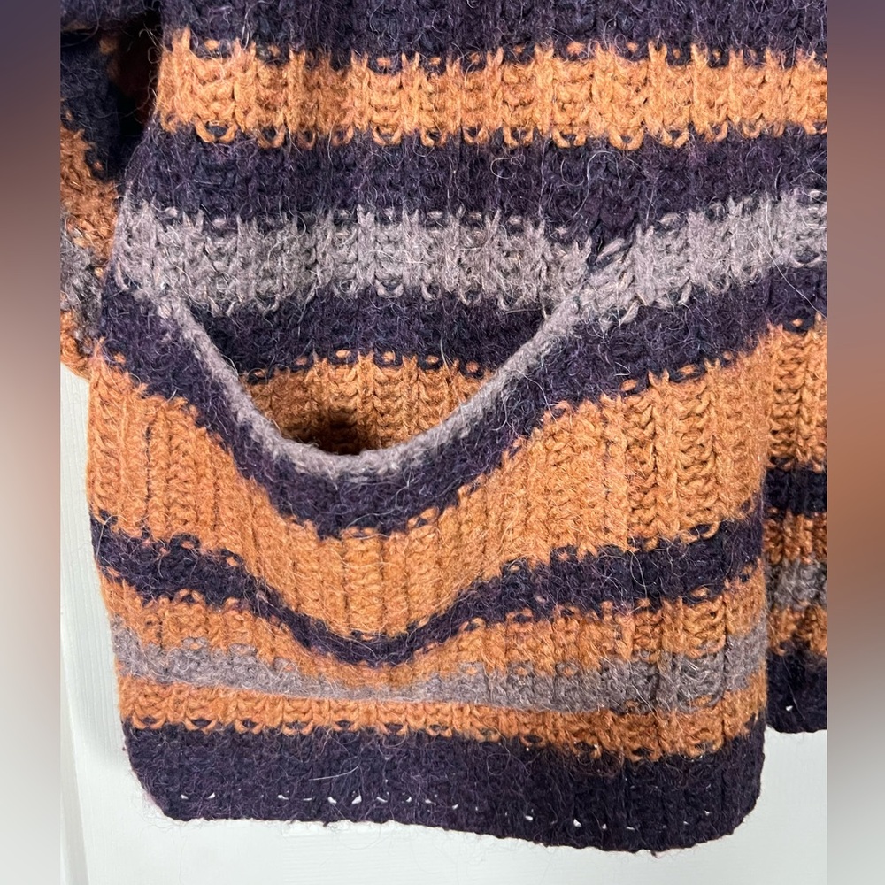 Free People Chunky Striped Knit Sweater Boho Oversized Layering - Picture 2 of 5